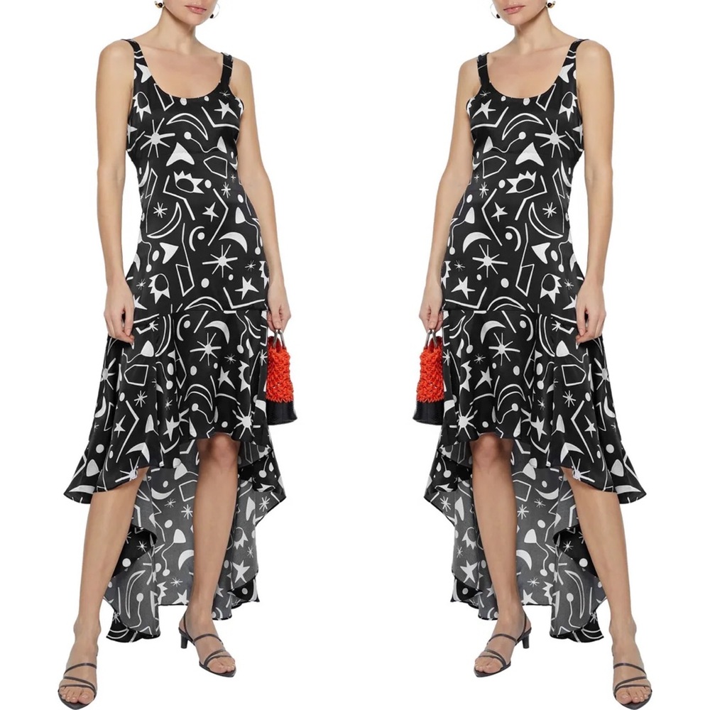 - Asymmetric Printed Silk Dress